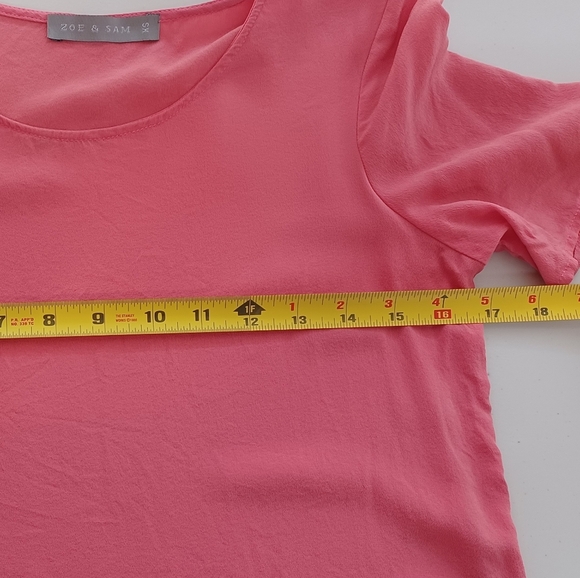 Zoe & Sam 100% Silk Short-Sleeve Blouse - Picture 7 of 14